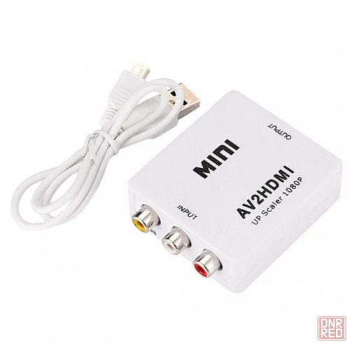 Конвертер белый AV(RCA)-HDMI UP Scaler 1080p AV2HDMI
